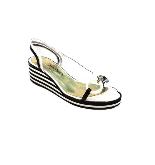 Marilyn's Molia Wedge Clear Black White Confortable Shoe